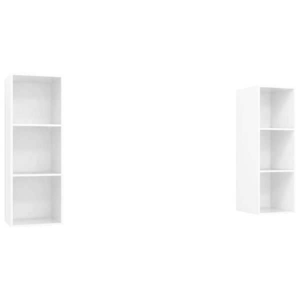 Armários de parede para TV 2 pcs contraplacado branco brilhante - Image 2