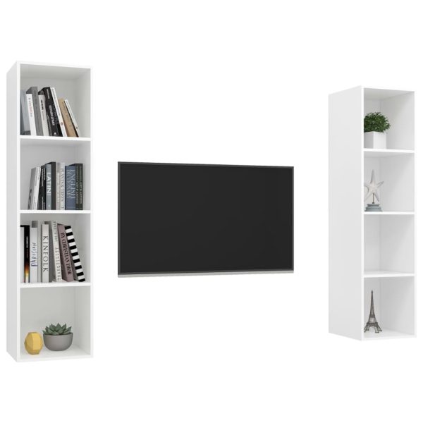 Armários de parede para TV 2 pcs contraplacado branco - Image 3