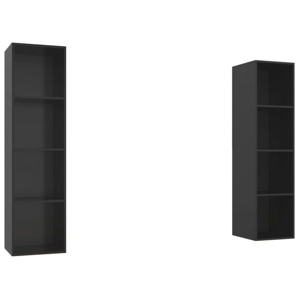 Armários de parede para TV 2 pcs contraplacado preto brilhante - Image 2