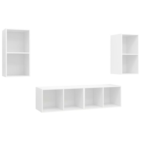 Armários de parede para TV 4 pcs contraplacado branco - Image 2