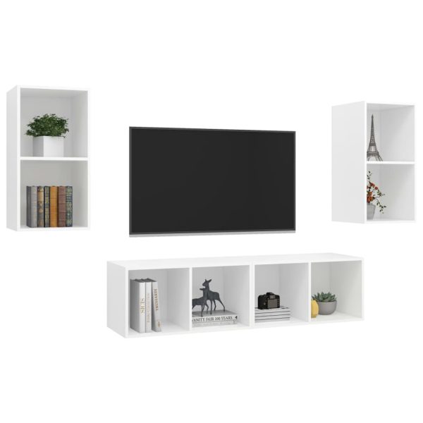 Armários de parede para TV 4 pcs contraplacado branco - Image 3