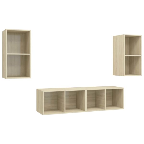 Armários de parede para TV 4 pcs contraplacado carvalho sonoma - Image 2