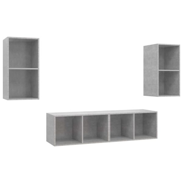 Armários de parede para TV 4 pcs contraplacado cinzento cimento - Image 2