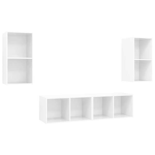 Armários de parede para TV 4 pcs contraplacado branco brilhante - Image 2