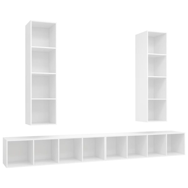 Armários de parede para TV 4 pcs contraplacado branco - Image 2