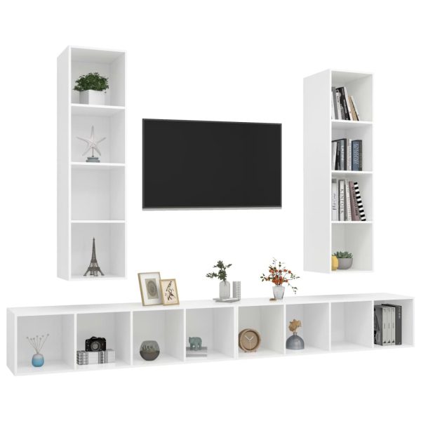 Armários de parede para TV 4 pcs contraplacado branco - Image 3