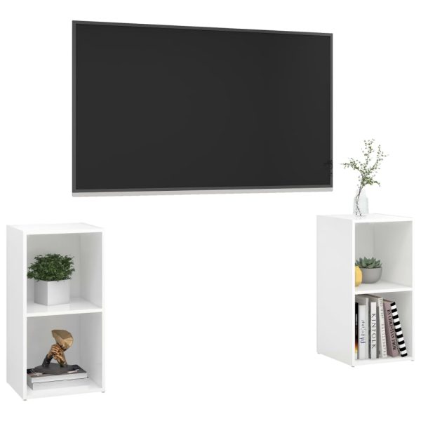 Móveis de TV 2 pcs 72x35x36,5 cm contraplacado branco brilhante - Image 3