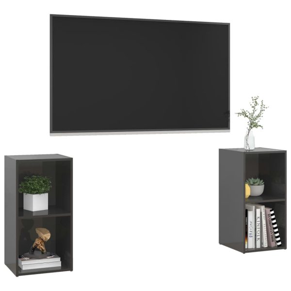 Móveis de TV 2 pcs 72x35x36,5 cm contraplacado cinza brilhante - Image 3