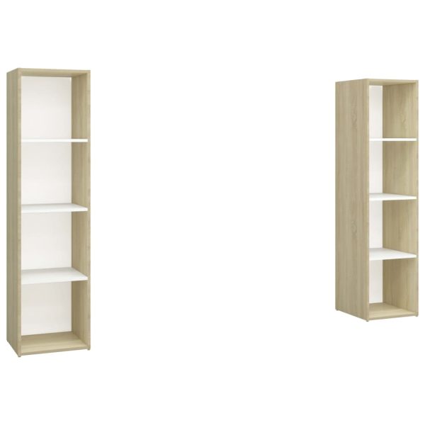 Móveis de TV 2pcs 142,5x35x36,5cm contrapl. branco/carv. sonoma - Image 2