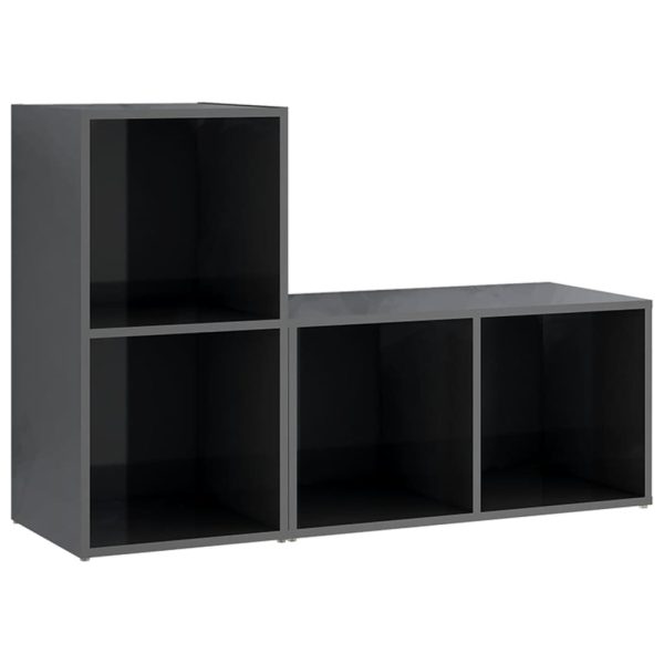 Móveis de TV 2 pcs 72x35x36,5 cm contraplacado cinza brilhante - Image 2