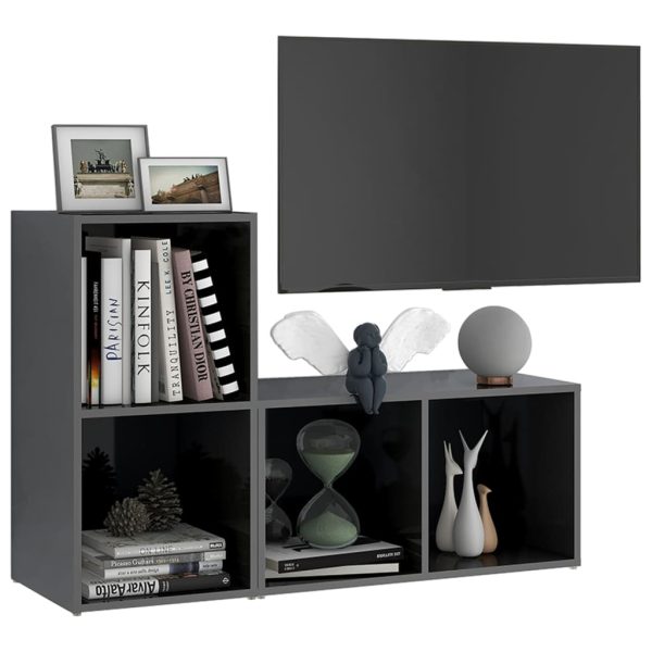 Móveis de TV 2 pcs 72x35x36,5 cm contraplacado cinza brilhante - Image 3
