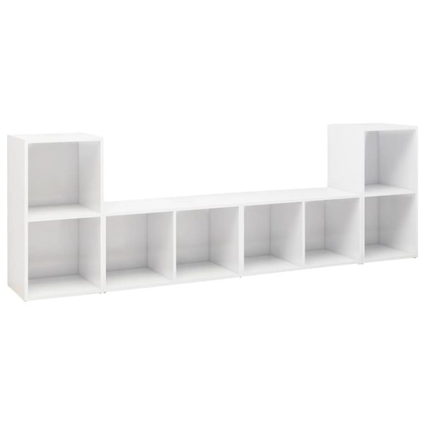 Móveis de TV 4 pcs 72x35x36,5 cm contraplacado branco brilhante - Image 2