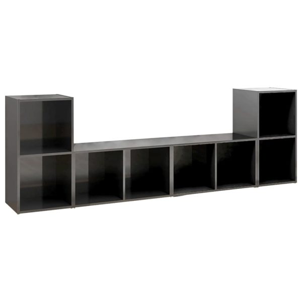 Móveis de TV 4 pcs 72x35x36,5 cm contraplacado cinza brilhante - Image 2
