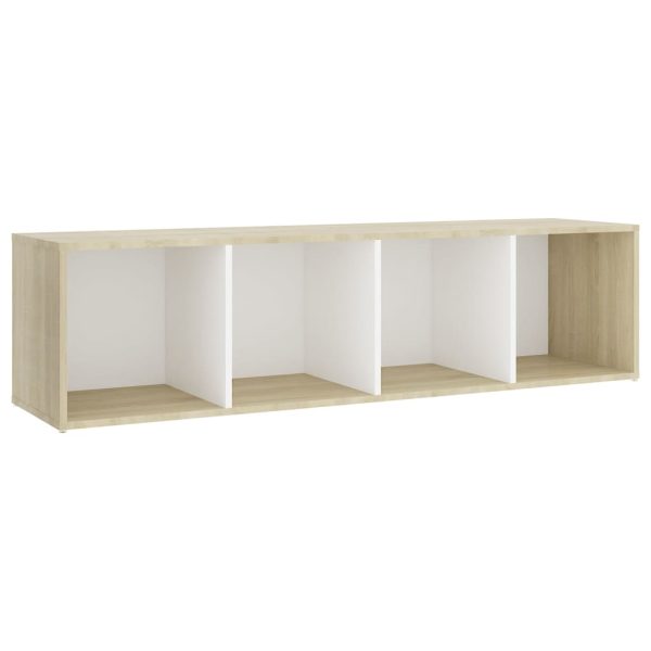 3 pcs conjunto móveis de TV contraplacado branco e carv. sonoma - Image 4