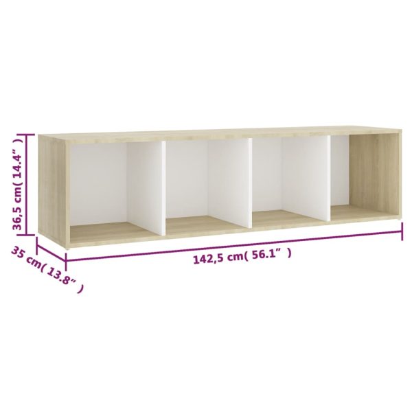 3 pcs conjunto móveis de TV contraplacado branco e carv. sonoma - Image 8