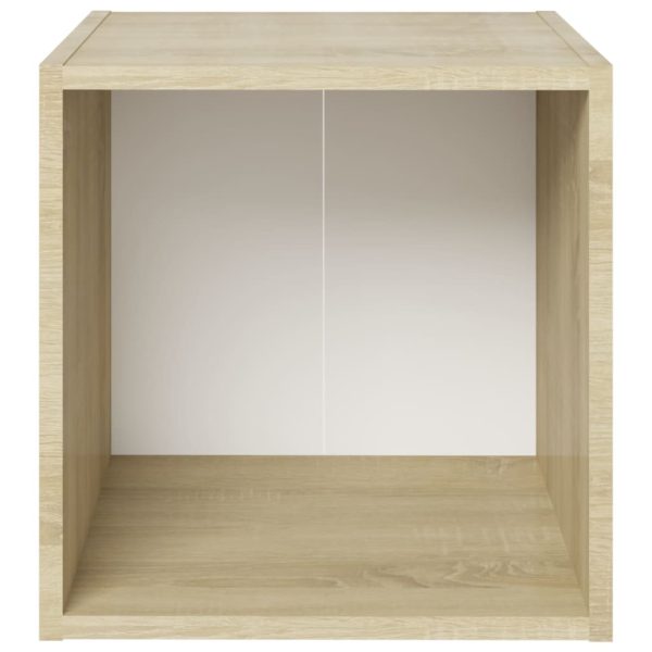 5 pcs conjunto móveis de TV contraplacado branco e carv. sonoma - Image 5