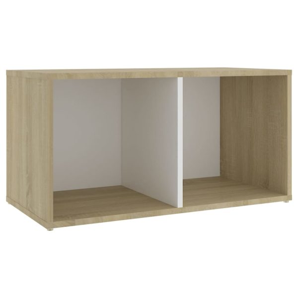 5 pcs conjunto móveis de TV contraplacado branco e carv. sonoma - Image 6