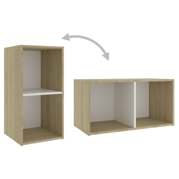 5 pcs conjunto móveis de TV contraplacado branco e carv. sonoma - Image 7