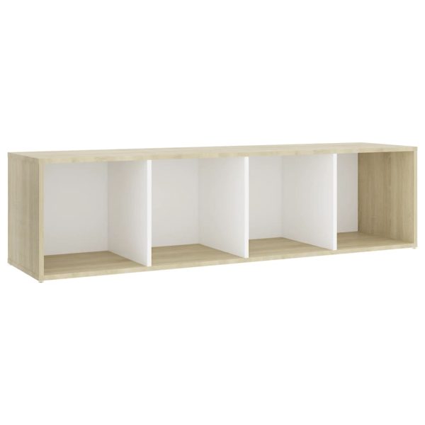 5 pcs conjunto móveis de TV contraplacado branco e carv. sonoma - Image 8
