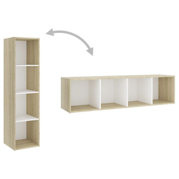 5 pcs conjunto móveis de TV contraplacado branco e carv. sonoma - Image 9