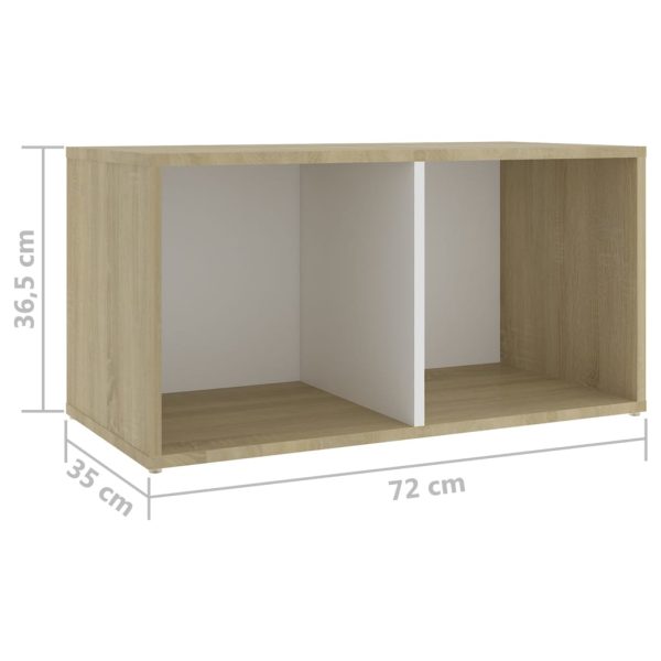 5 pcs conjunto móveis de TV contraplacado branco e carv. sonoma - Image 8