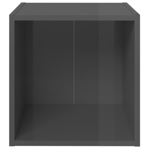 6 pcs conjunto de móveis de TV contraplacado cinzento brilhante - Image 7