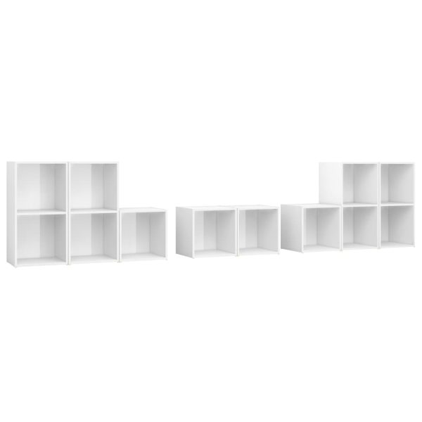 8 pcs conjunto de móveis de TV contraplacado branco brilhante - Image 2