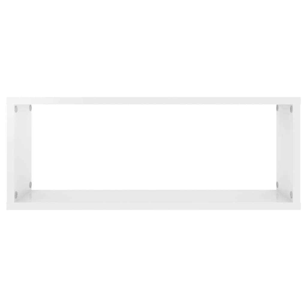 Prateleiras parede cúbicas 2pcs contr. 60x15x23cm branco brilh. - Image 5