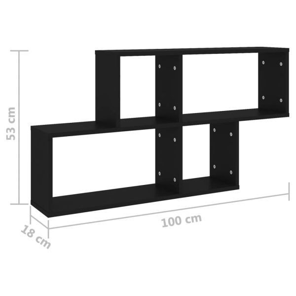 Estante de parede 100x18x53 cm contraplacado preto - Image 6