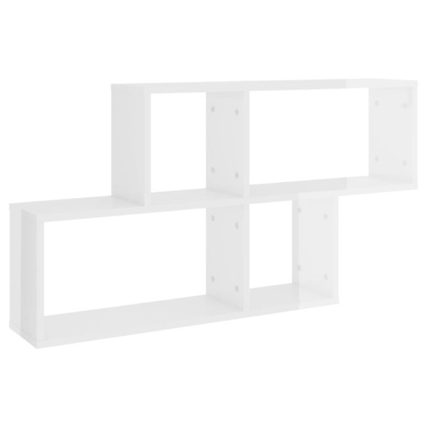 Estante de parede 100x18x53 cm contraplacado branco brilhante - Image 2