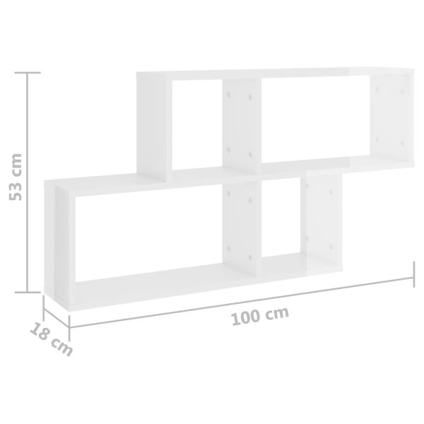 Estante de parede 100x18x53 cm contraplacado branco brilhante - Image 6