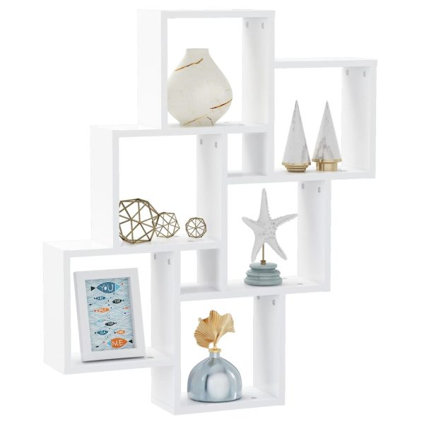 Estante de parede cúbica 78x15x93 cm contraplacado branco - Image 3