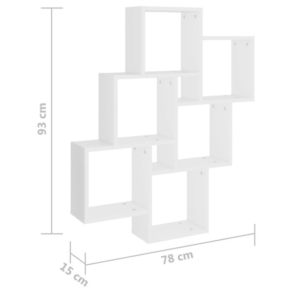 Estante de parede cúbica 78x15x93 cm contraplacado branco - Image 6