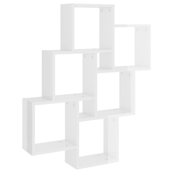 Estante de parede cúbica 78x15x93 cm contrapl. branco brilhante - Image 2