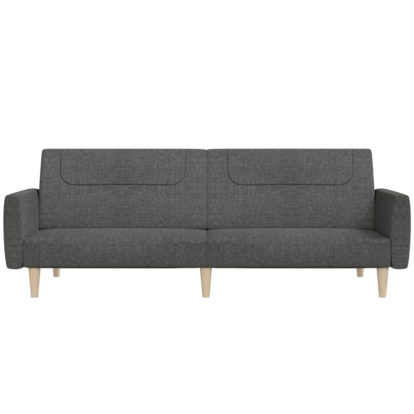 Sofá-cama de 2 lugares tecido cinzento-escuro - Image 3