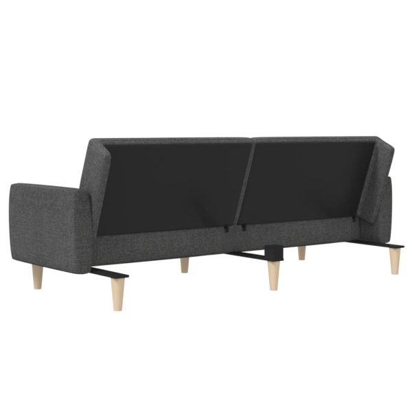 Sofá-cama de 2 lugares tecido cinzento-escuro - Image 6