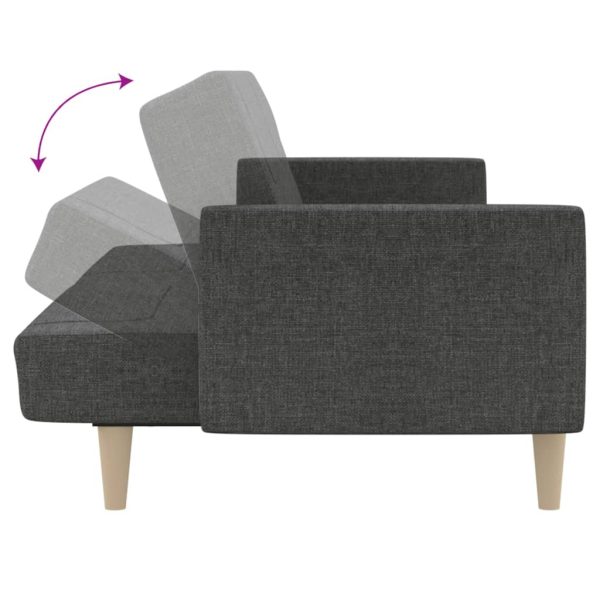 Sofá-cama de 2 lugares tecido cinzento-escuro - Image 7