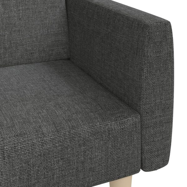 Sofá-cama de 2 lugares tecido cinzento-escuro - Image 8