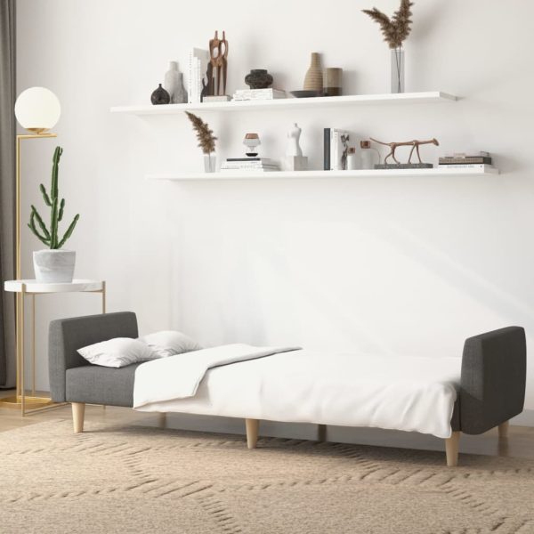Sofá-cama de 2 lugares tecido cinzento-escuro - Image 9
