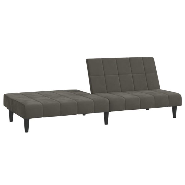Sofá-cama de 2 lugares veludo cinzento-escuro - Image 5
