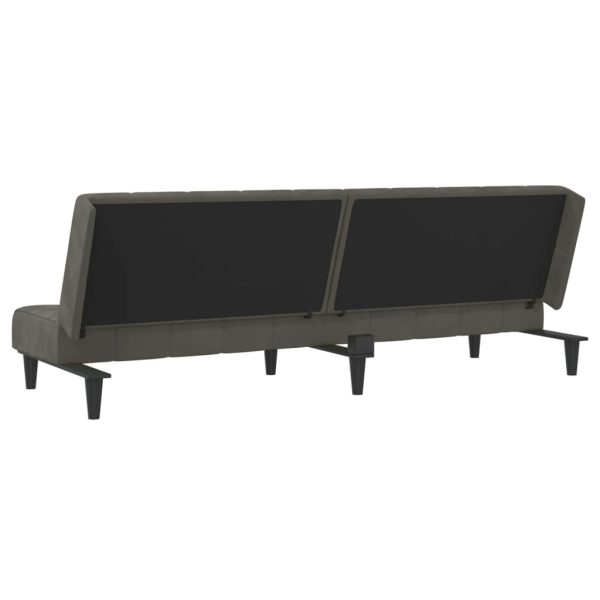 Sofá-cama de 2 lugares veludo cinzento-escuro - Image 7