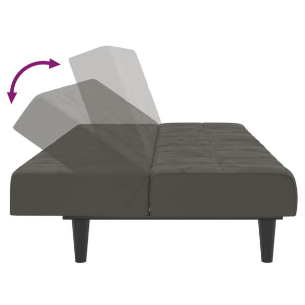 Sofá-cama de 2 lugares veludo cinzento-escuro - Image 8