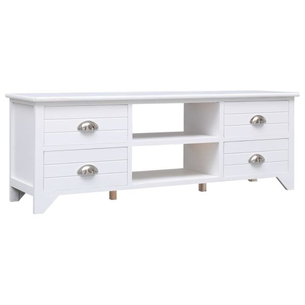 Móvel de TV 108x30x40 cm madeira paulownia maciça branco