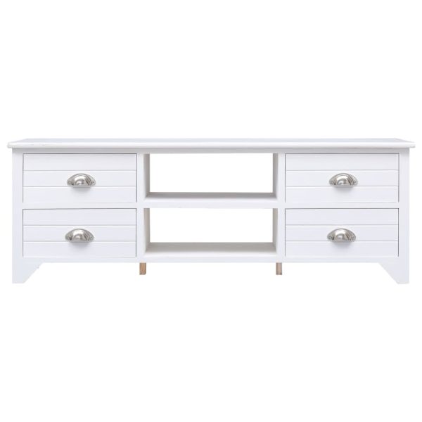 Móvel de TV 108x30x40 cm madeira paulownia maciça branco - Image 2