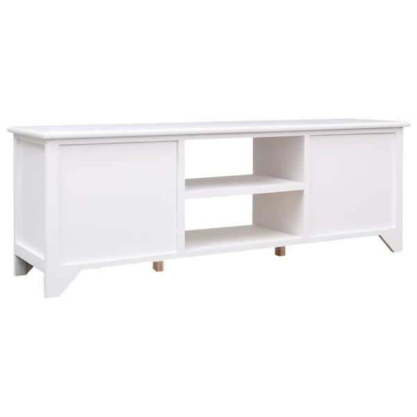 Móvel de TV 108x30x40 cm madeira paulownia maciça branco - Image 3