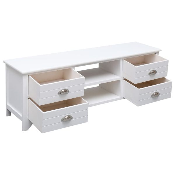Móvel de TV 108x30x40 cm madeira paulownia maciça branco - Image 4