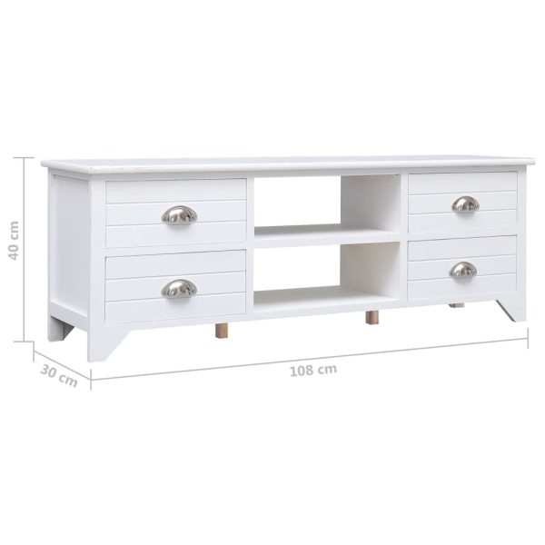 Móvel de TV 108x30x40 cm madeira paulownia maciça branco - Image 8