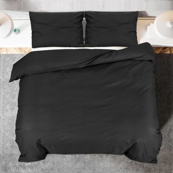 Conjunto de capa de edredão 200x200 cm microfibra leve preto - Image 5