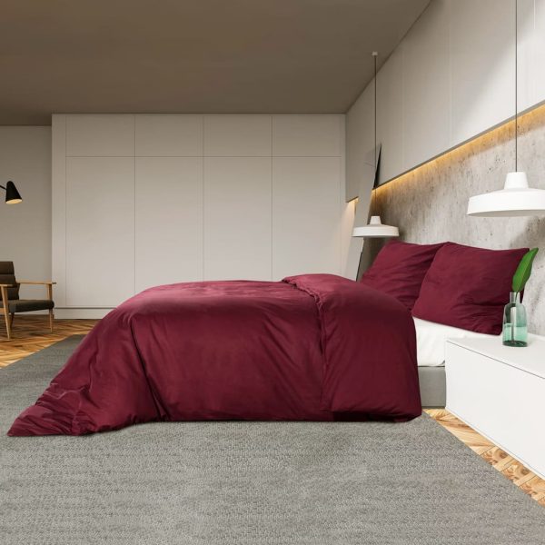 Conjunto de capa de edredão 220x240 cm microfibra leve bordô - Image 4