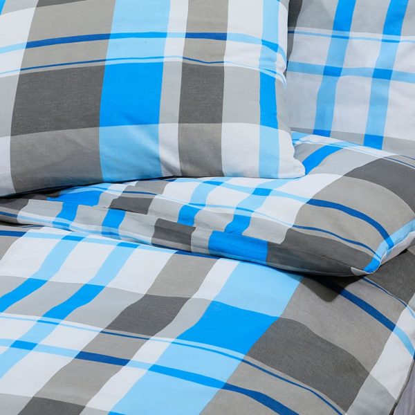 Conjunto de capa de edredão 200x200 cm algodão azul e cinza - Image 7